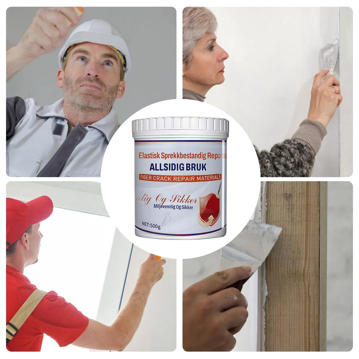 Stucco per Pareti | Pasta Riempitivo Impermeabile - 500 G Sigillante Per Crepe Ad Alta Elasticità,Per Legno resina Soffitto Bagno Soggiorno Casa Patio Interno Esterno