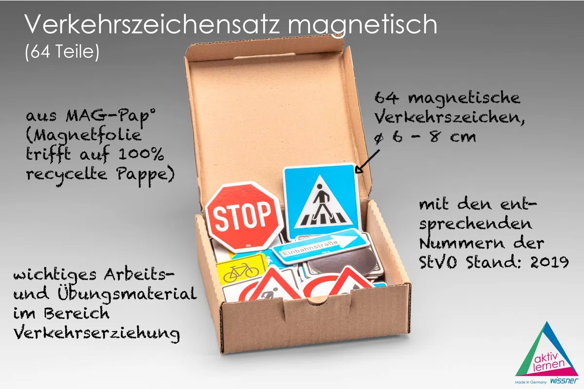 WISSNER® Aktiv lernen - Segnaletica Stradale, 64 Parti magnetiche - Mag-PAP°