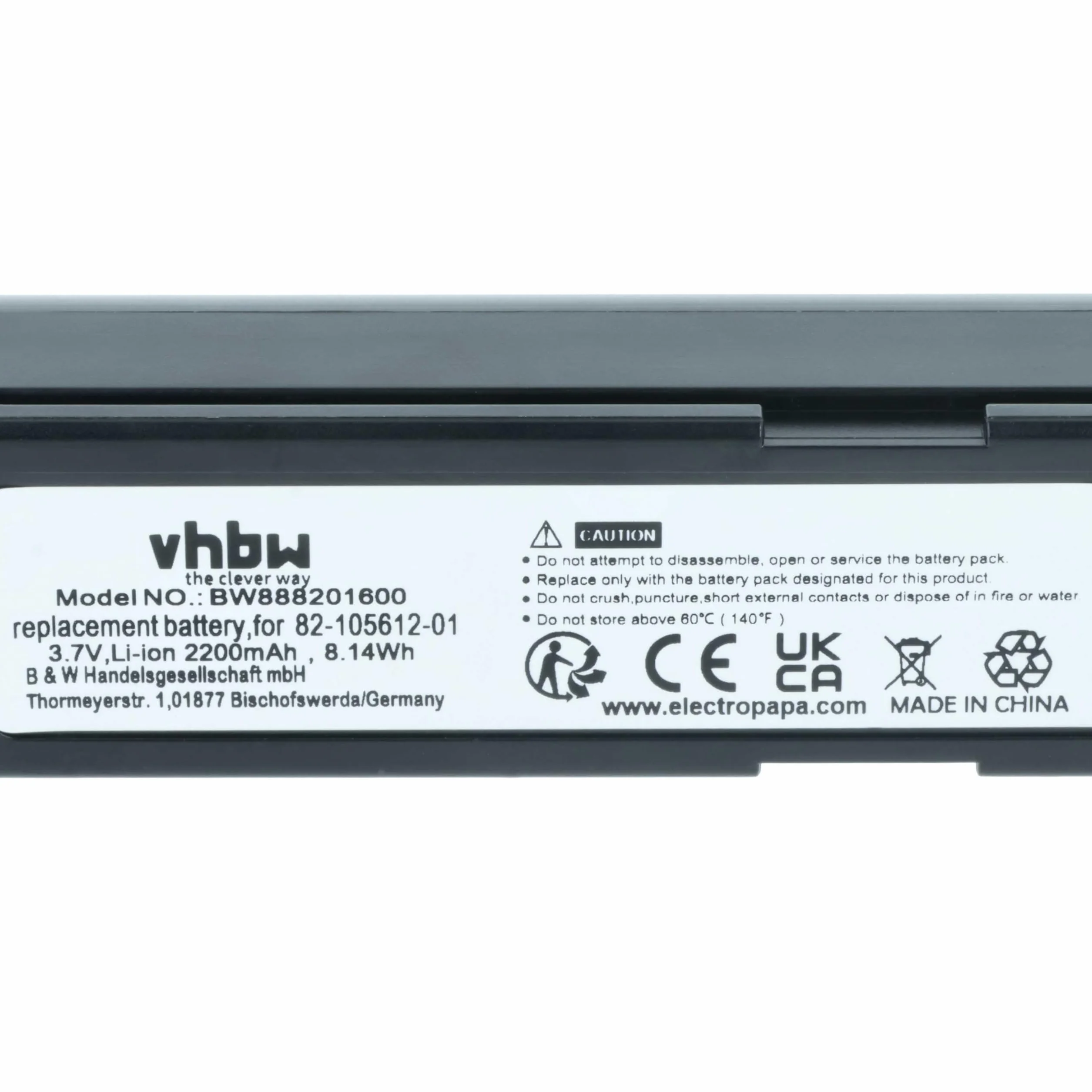 vhbw batteria sostituisce Zebra 82-166537-01, BTRY-36IAB0E-00 per lettore di codici a barre, POS (2200mAh, 3,7V, Li-Ion)