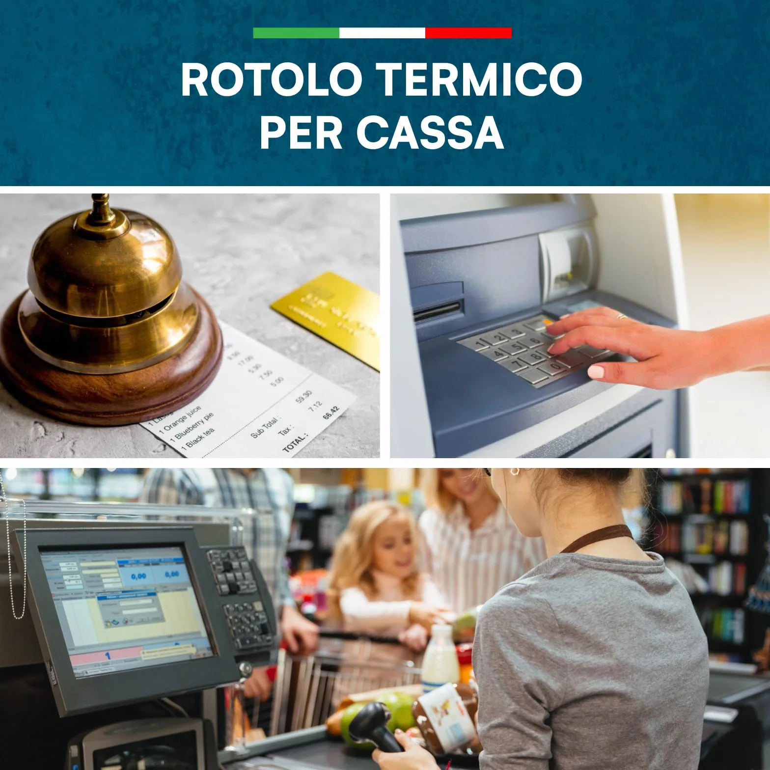 Rotoli Termici per Registratori di Cassa - 20 Rotolini di Carta Termica Omologata 57mm x 30m Universale di Alta Qualità con Diametro 42mm Senza BPA - Compatibili con Nexi Axerve Ingenico