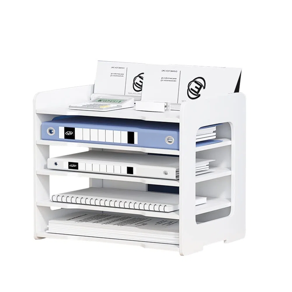 Vassoio per lettere, organizer da scrivania a 5 livelli, impilabile, formato A4, organizer per documenti, cassetto delle lettere, organizzatore in legno, ufficio, scuola