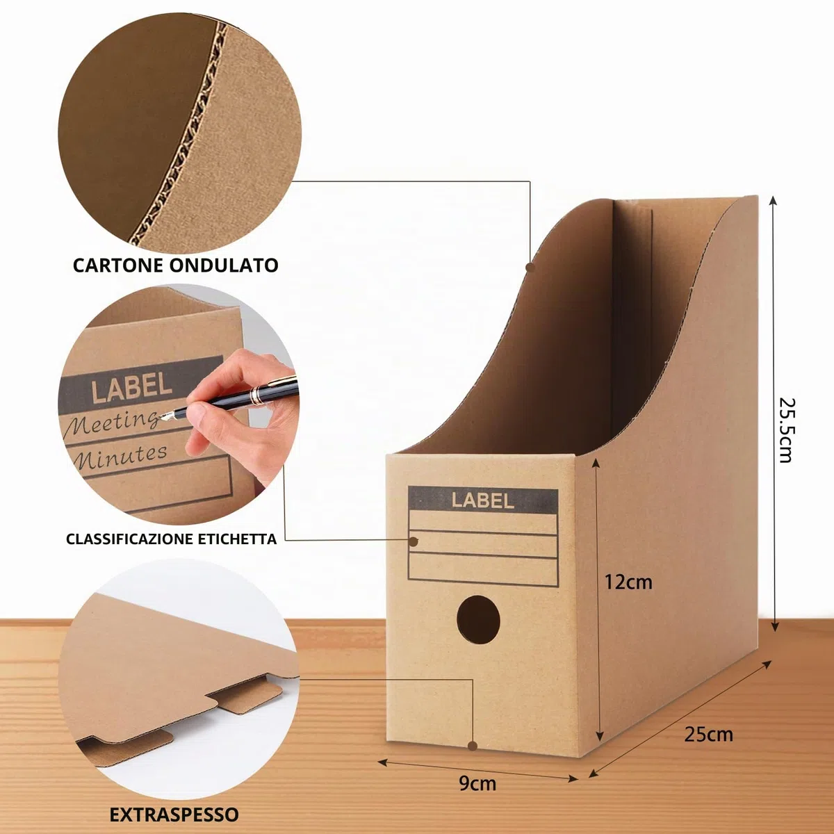 10 Pezzi Portariviste Cartone A4, Porta Documenti Con Etichette, Organizer Scrivania Ufficio per Ancelleria, Archivi (10)
