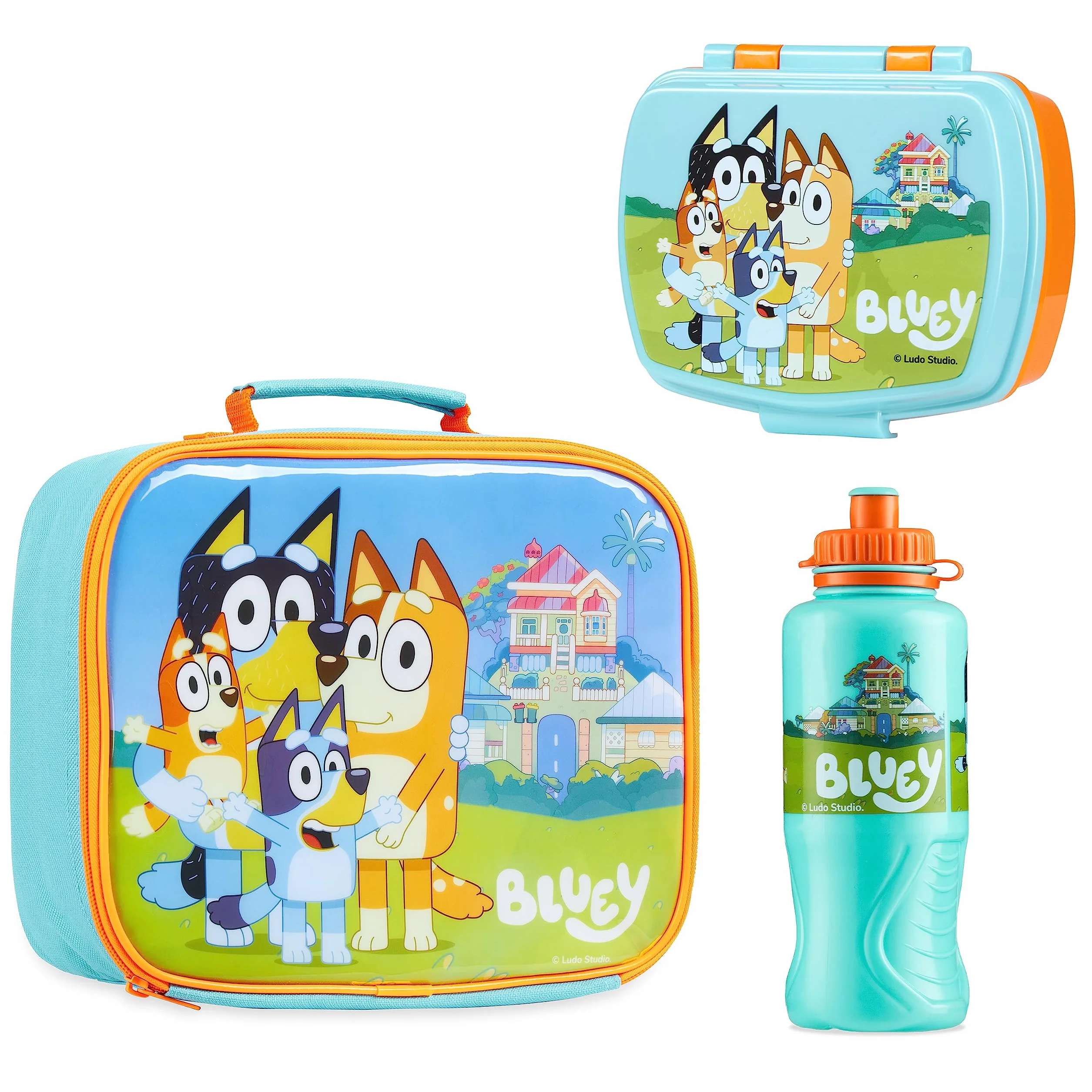 BlueY Borsa Termica Porta Pranzo - Set con Porta Merenda Bambini Scuola Materna Lunch Box e Borraccia 430 ml senza BPA Idea Regalo Bambini e Bambine