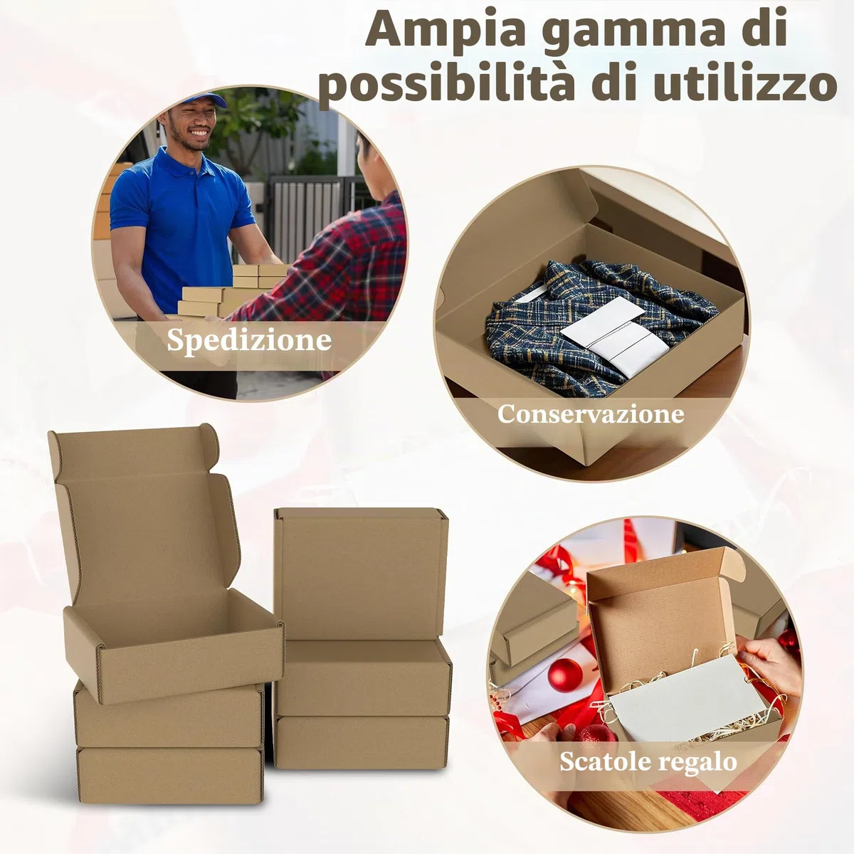UISEBRT Confezione da 20 scatole pieghevoli in cartone ondulato per spedizioni di merci, confezione regalo, marrone, spedizione di piccole merci, 15 x 10 x 4 cm