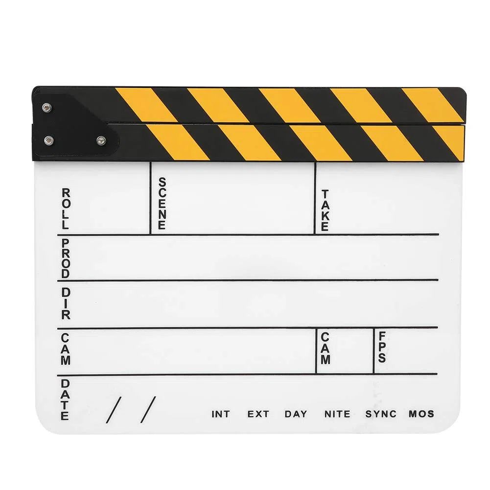 Clapboard in acrilico 30x25 cm, clapboard professionale per registi, lavagna da scrittura con gesso – clapboard azione scrivibile con magnete integrato per la produzione video e la (Lavagna bianca a