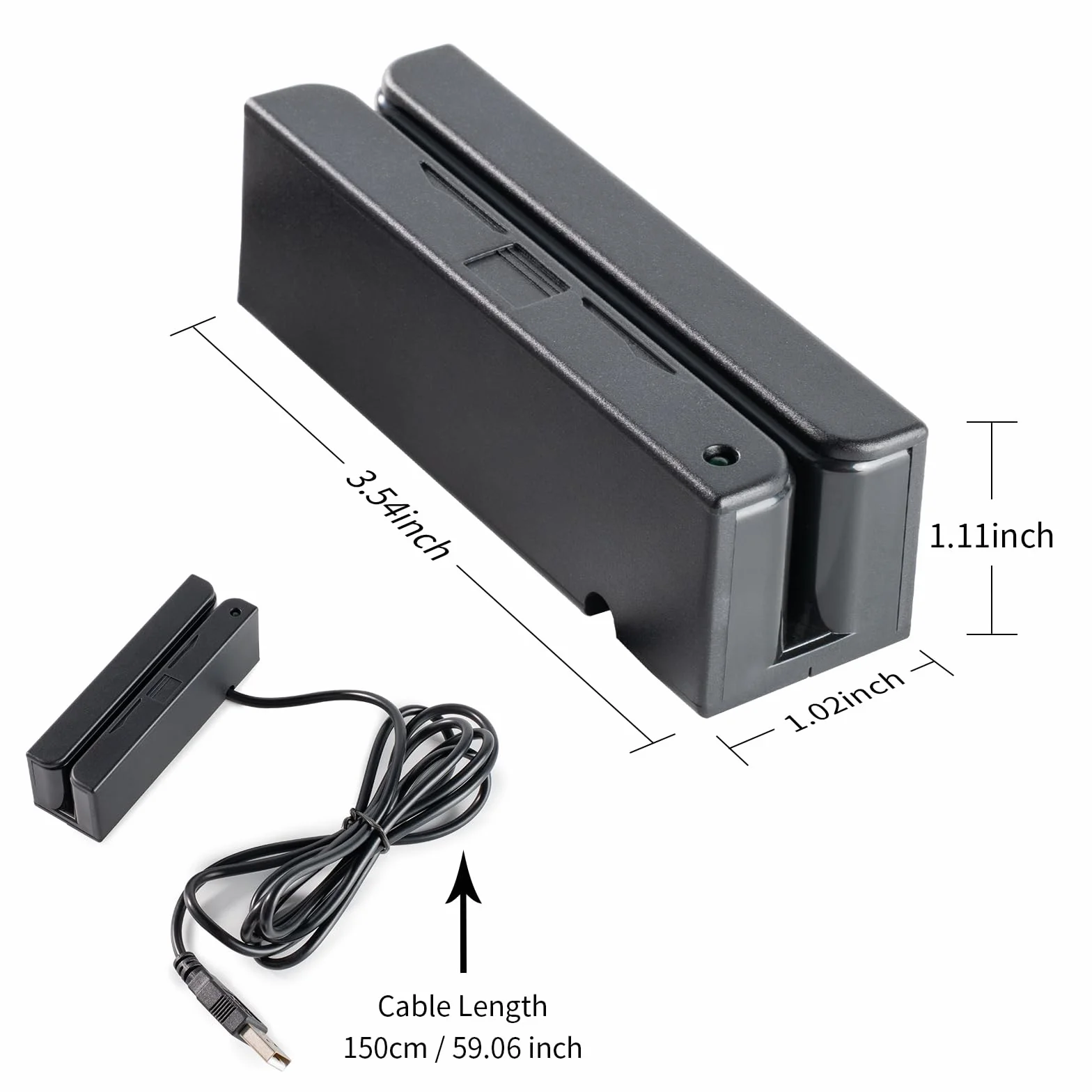 Mini MSR90-USB lettore di carte di credito a banda magnetica con cicalino supporta l'acquisizione dati a 3 tracce ed è adatto per sistemi POS (Point of Sale) e sistemi di controllo accessi.