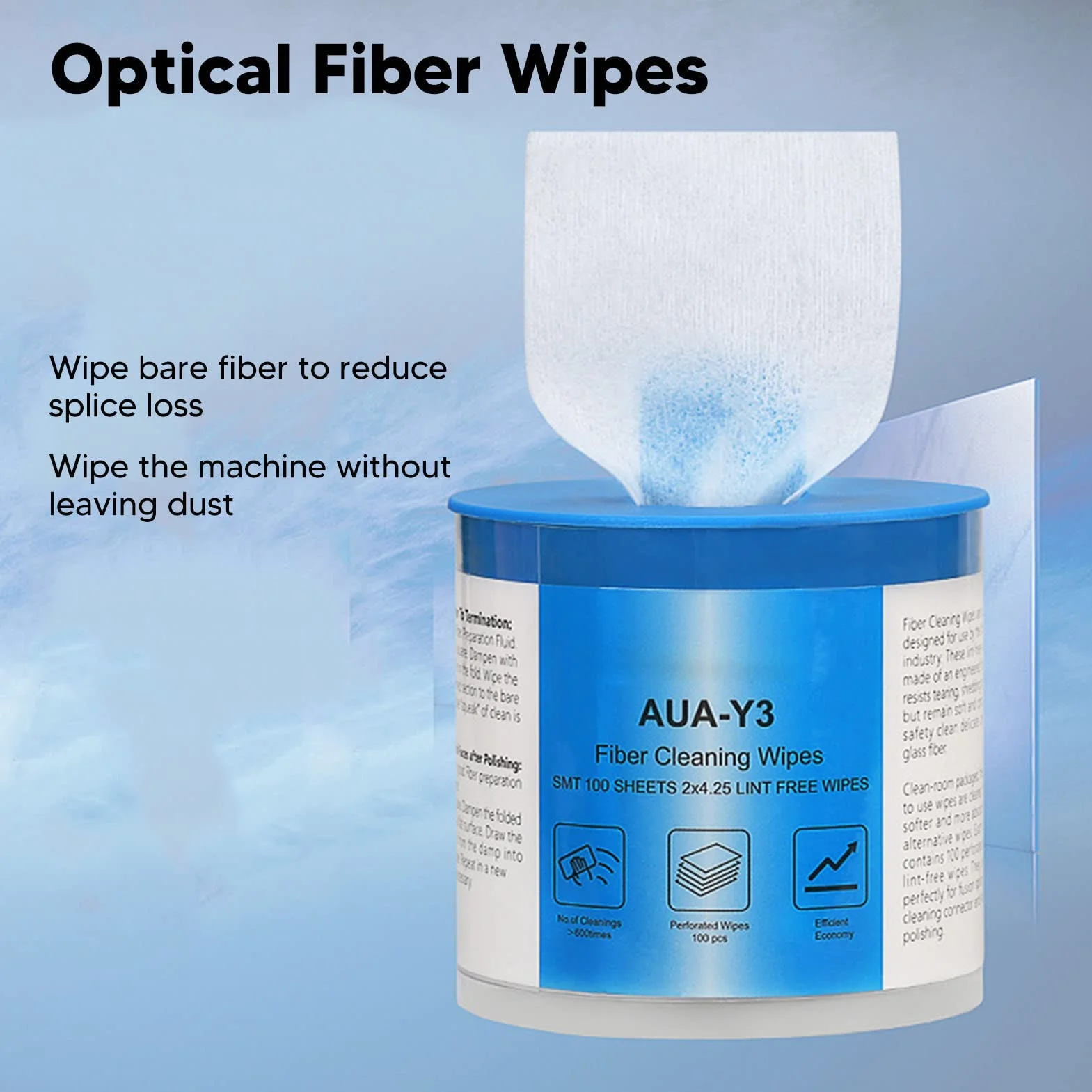 Salviette Per La Pulizia in Fibra Ottica, 100 Pezzi Per Scatola Salviette in Fibra Ottica Per La Pulizia Del Connettore Dell'estremità Del Cavo in Fibra Carta Senza Polvere