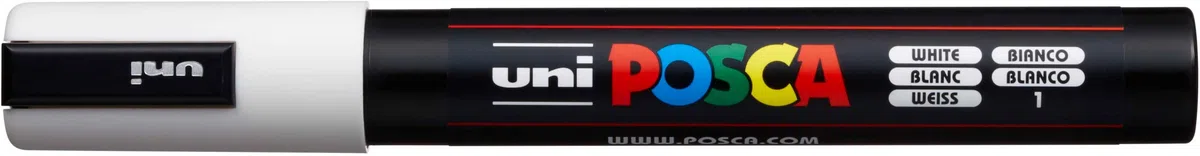 POSCA 205026 - Pennarelli POSCA con punta rotonda medio-fine, bianchi, 6 pezzi, PC-5