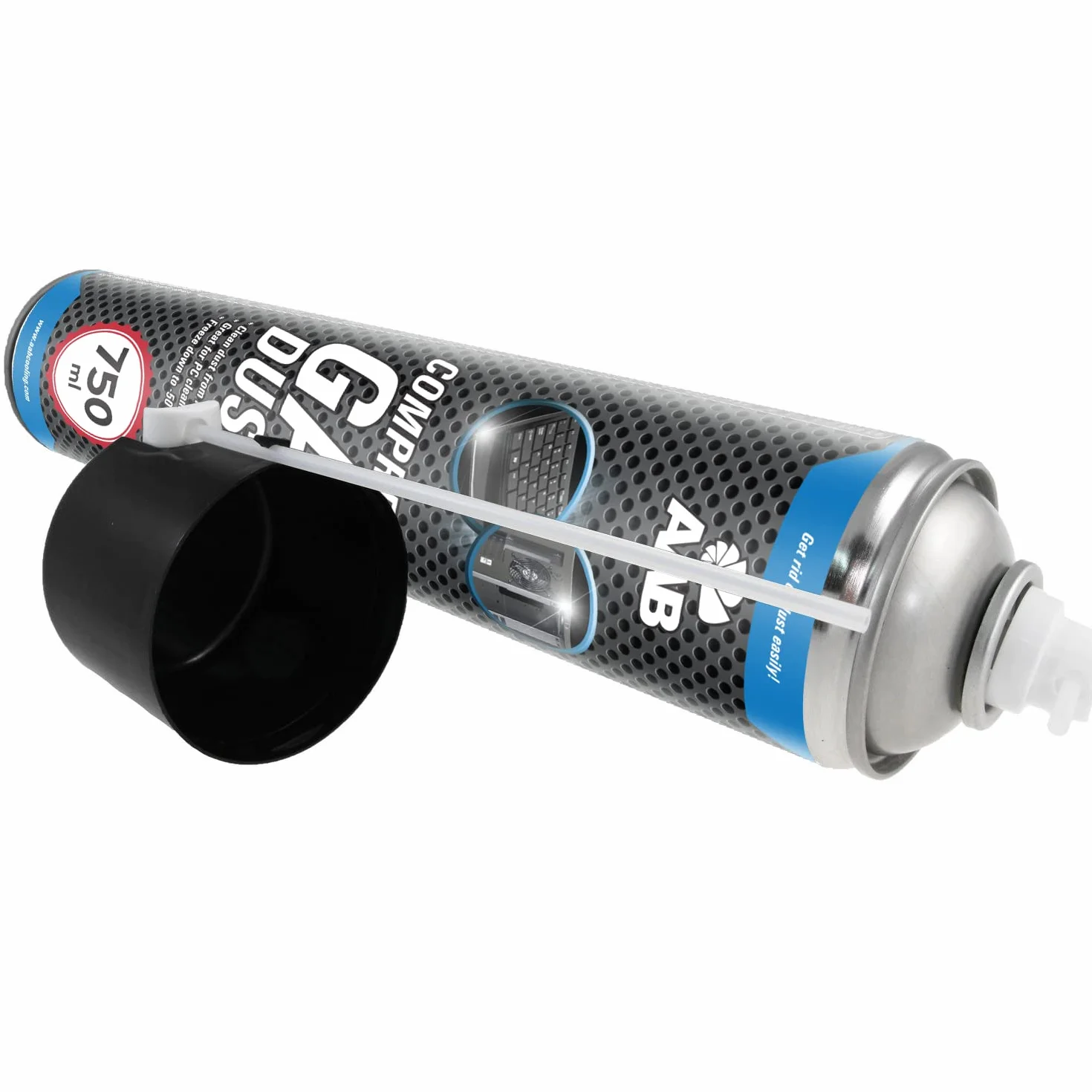 2x AABCOOLING Bomboletta d'Aria Compressa 750ml per Pulire Accessori PC, Tastiera, Stampanti, Televisioni, Fotocamere, Spray Contatti con Tubo di Estensione, Rimozione di Polvere