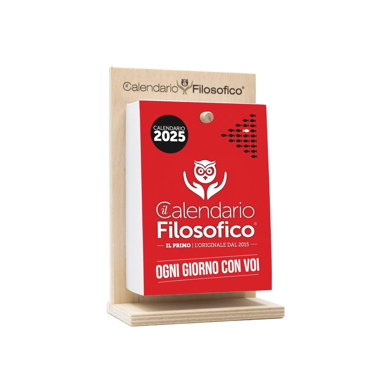 Il Calendario Filosofico 2025 con Supporto in Legno, Formato A6 10x14 cm, Il Primo e L'Originale Calendario da Tavolo con 365 Giorni di Frasi Filosofiche, Leggi Ogni Giorno Una Frase, Creato a Bologna
