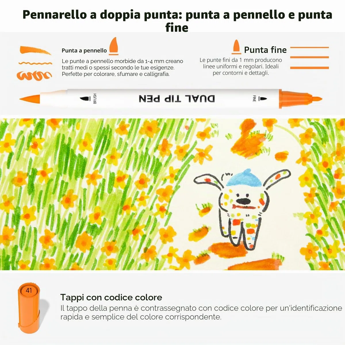Shuttle Art 70 Brush Pen Lettering, Pennarelli Doppia Punta Fine e Punta Pennello con Custodia Portatile e 1 Libro da Colorare, per Adulti Bambini