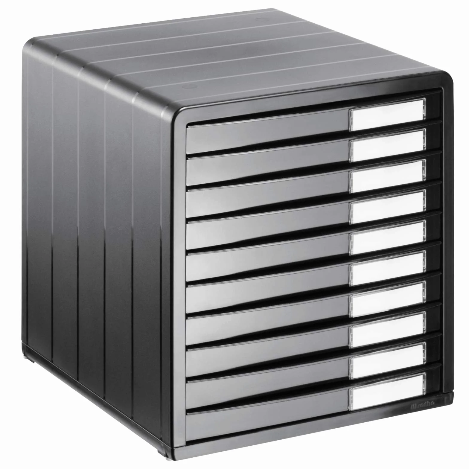 Rotho Timeless Cassettiera/Scatola da Ufficio con 10 Cassetti, Plastica (PS) senza BPA, Grigio (Antracite), 34.5 x 29.0 x 32.0 cm