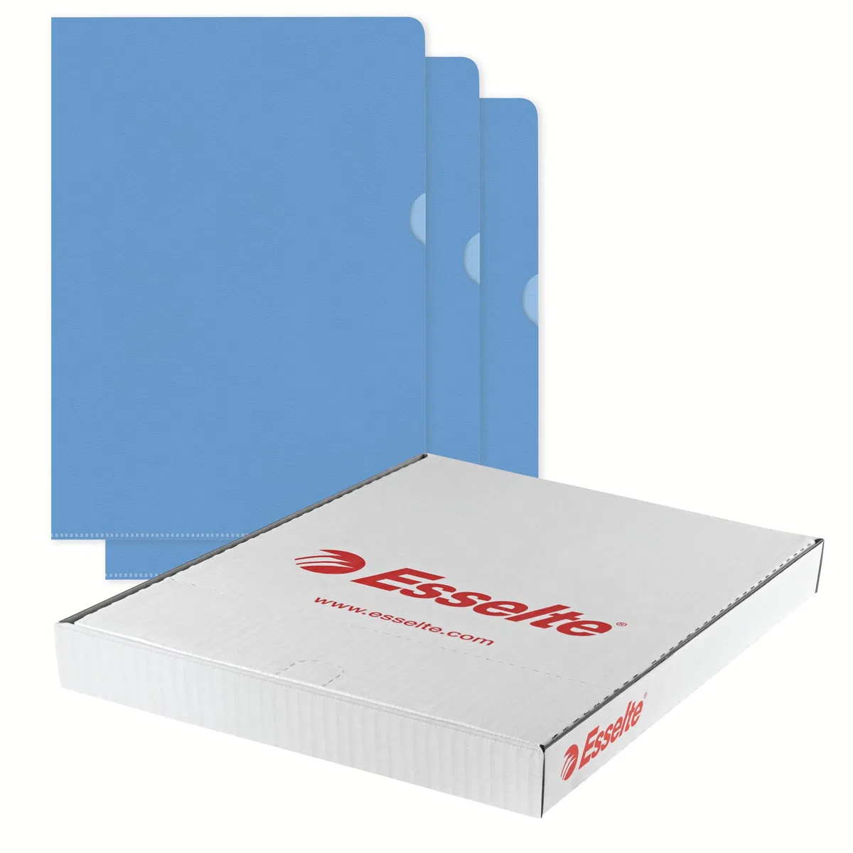 Esselte Buste L Deluxe, in PPL Antiriflesso, per Archiviare e Conservare Documenti in Formato A4, Confezione da 100 Buste Blu Trasparenti, 54837