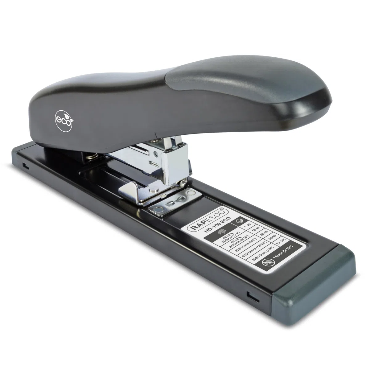 Rapesco 1307 ECO HD-100 Pinzatrice per Alti Spessori con 2000 Punti Tipo 923/10 mm, Capacità 100 Fogli, Nero