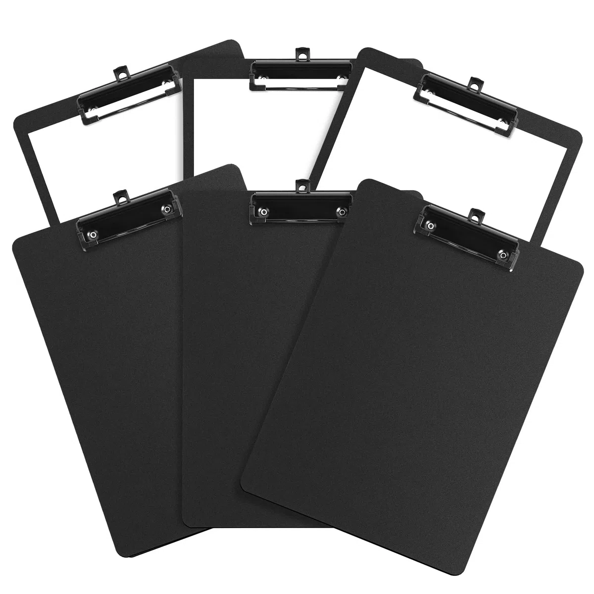 FRETONBA 6 Pezzi Portablocco A4, Cartellina Rigida con Pinza, Portablocchi in Plastica Con Ganci Retrattili, Porta Fogli A4 da Scrivania per Scuola, Ufficio e Biblioteca(Nero)
