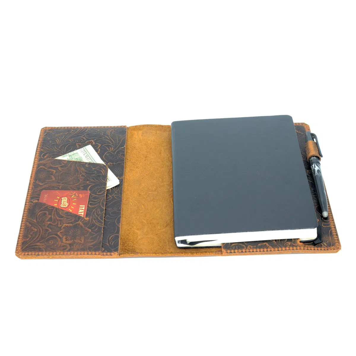 JJNUSA Custodia in pelle compatibile con Leuchtturm1917 formato A5 medio (14,6 x 21 cm) copertina diario di viaggio in pelle invecchiata ricaricabile diario di scrittura fiore marrone