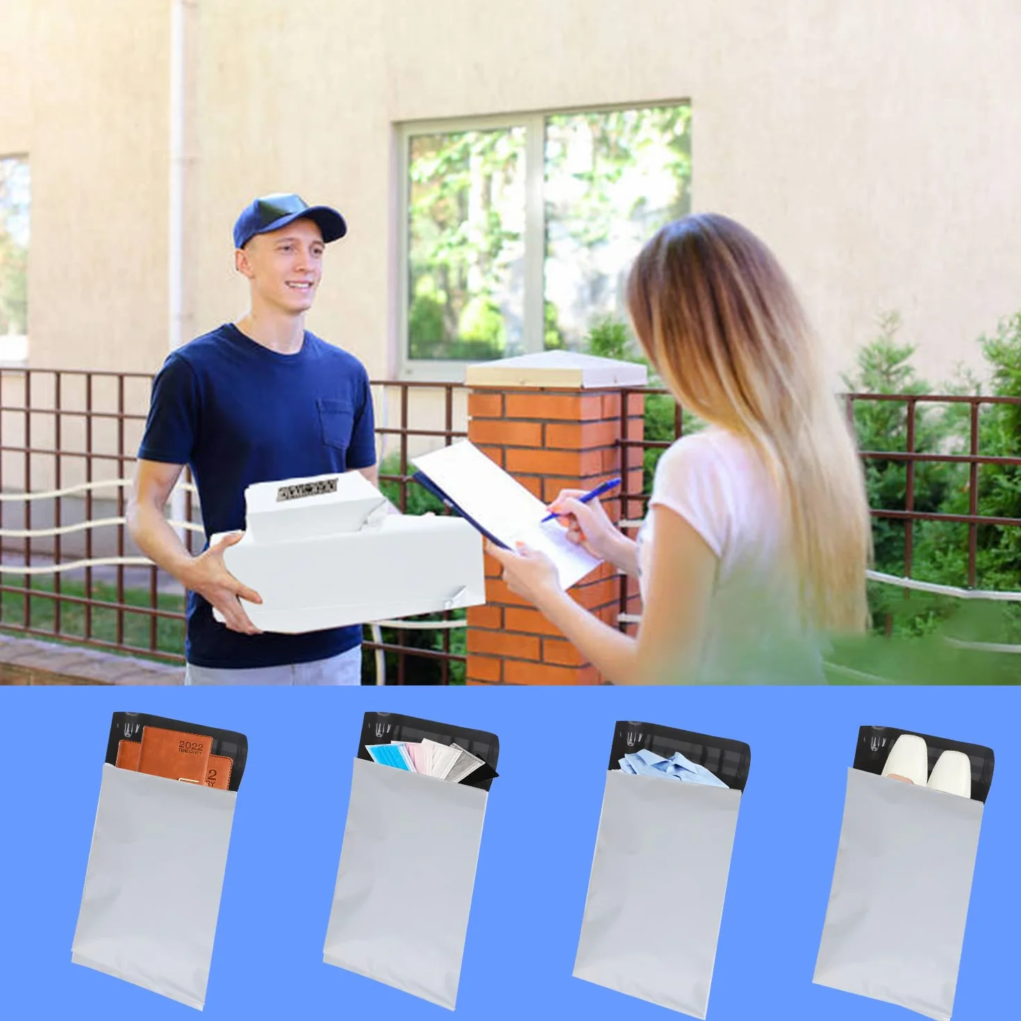 newlng Buste per Spedizioni Grandi 32X45cm 100Pezzi Opaco e Resistente allo Strappo con Strisce Autoadesive Buste Spedizione Vinted Logistica Tessile Borse di Trasporto Bianco