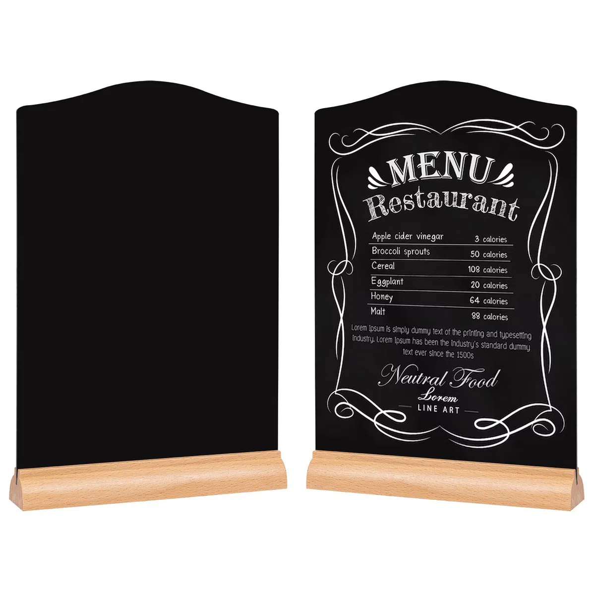 Lavagna da Tavolo A4, 2 Pezzi Lavagna Piccola, Menu Lavagnette da Tavolo, Lavagnette Cancellabili Neri, Lavagna con Base in Legno, Lavagnette con Supporto per Messaggi
