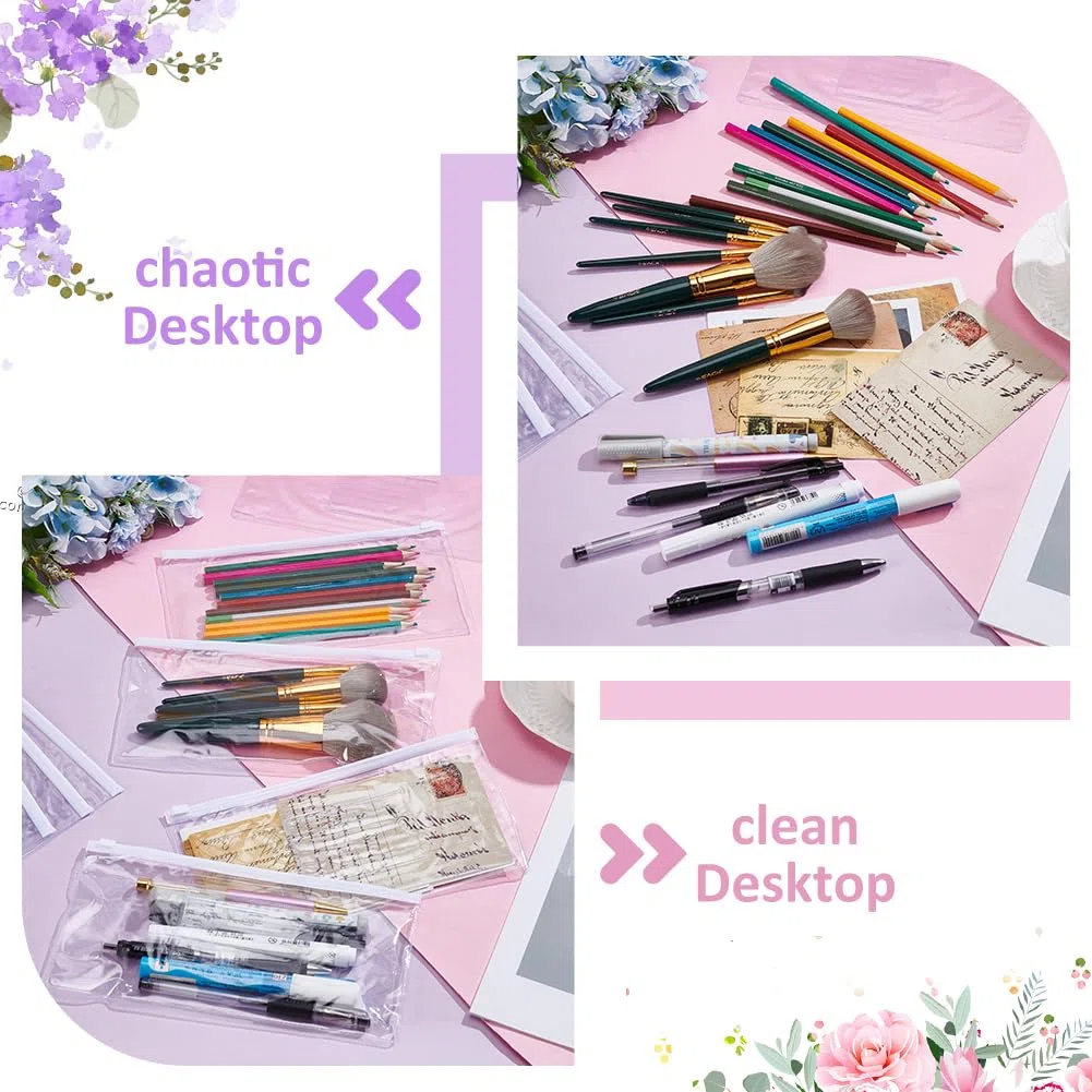 120 buste trasparenti con cerniera, piccole buste trasparenti con cerniera, astuccio per matite A6, per argento liquido, penne e documenti, forniture per ufficio, 23 x 12 cm