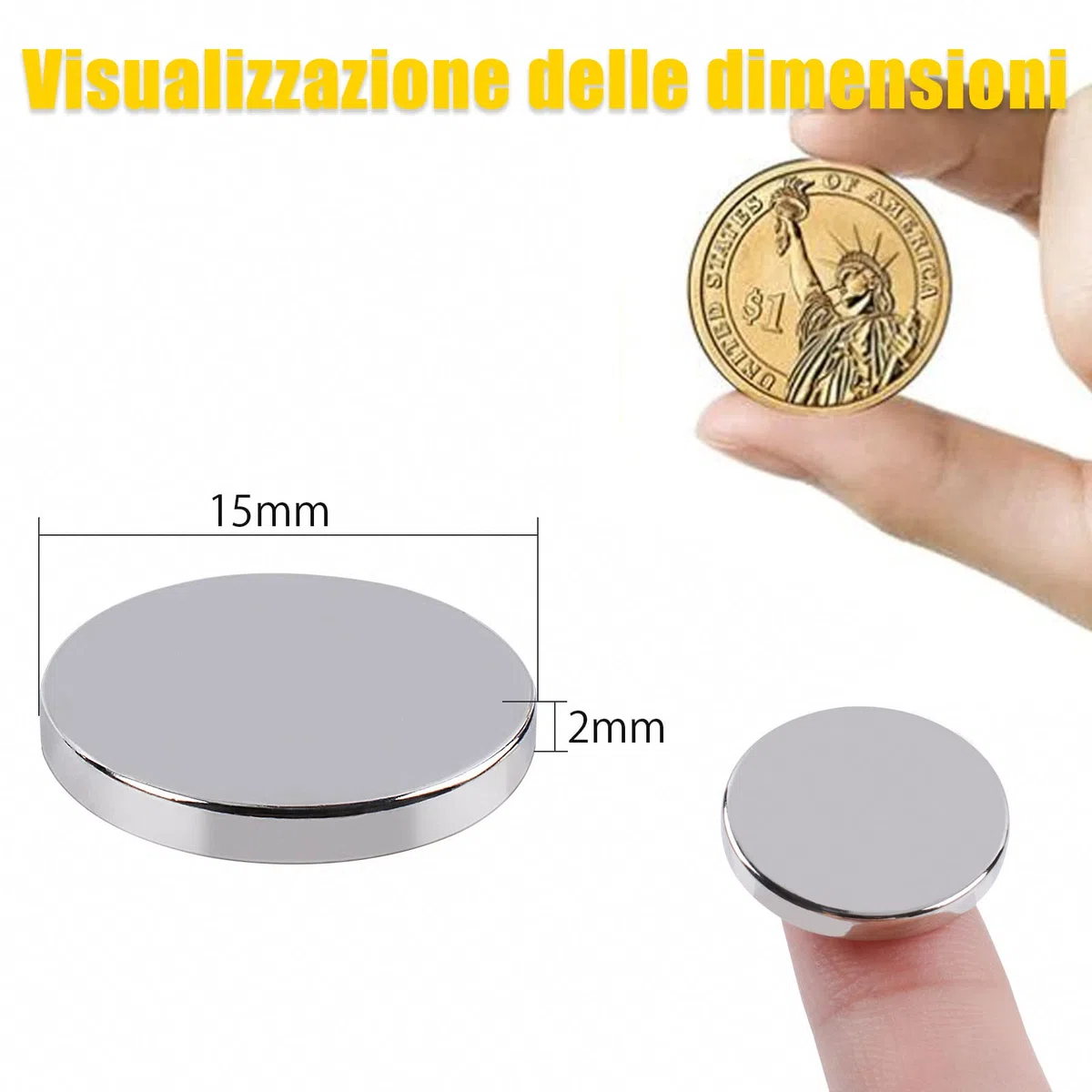 FPMYB 40pcs Magneti Neodimio Calamite Piccole Rotonde 15x2mm，Magneti al Neodimio Calamita Magneti Per Frigorifero e Cucina Lavagne Bianche Ufficio