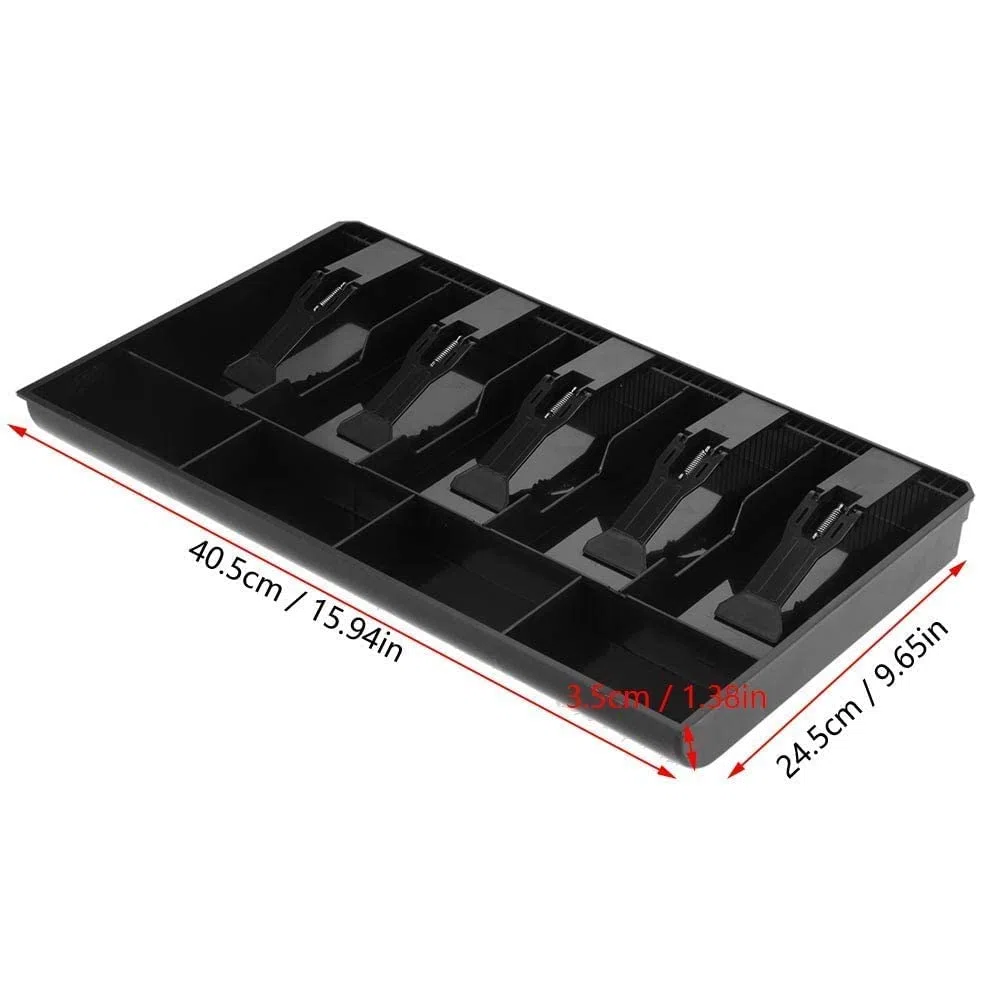 Vassoio di Cassa, 40,5 * 24,5 * 3,5cm Cassetto di Cassa a 9 Griglie Cassetto di Cassetto Porta Contanti con 5 Banconote e 4 Monete Rimovibile Cassettiera del Registratore di Cassa