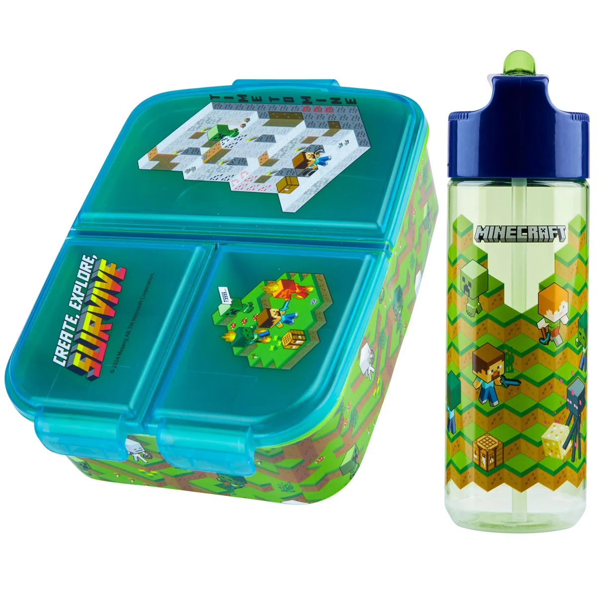Minecraft Porta Merenda Bambino con Scomparti e Borraccia per Scuola e Gite