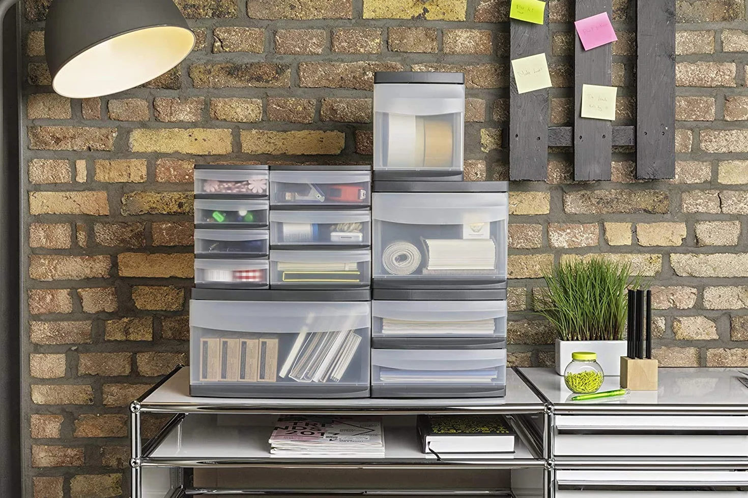 Rotho Cassettiera Systemix con 1 cassetto, plastica (PP) senza BPA, antracite/trasparente, L (39,5 x 34 x 20,3 cm)