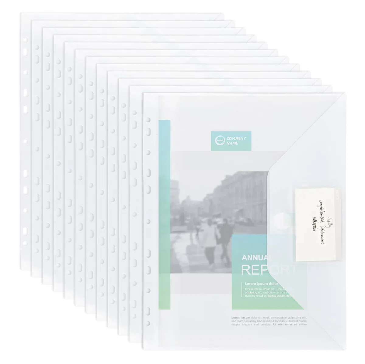 MOWETOO 22 Pezzi Cartelline Trasparenti A4, Cartellina Portadocumenti A4 Plastica, Impermeabile Cartellina Porta Documenti, con Chiusura a Bottone e Porta Etichetta, per L'home Office, Scuola e Viaggi