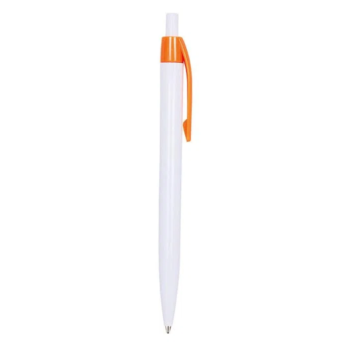 VANDA 100 Penne Personalizzate con Scritta e Logo - Penna in Plastica con Stampa UV a Colori, Idea Personalizzabile Ufficio, Inaugurazioni, Fiere, Gadget Promozionali (Arancione, 100 Penne)