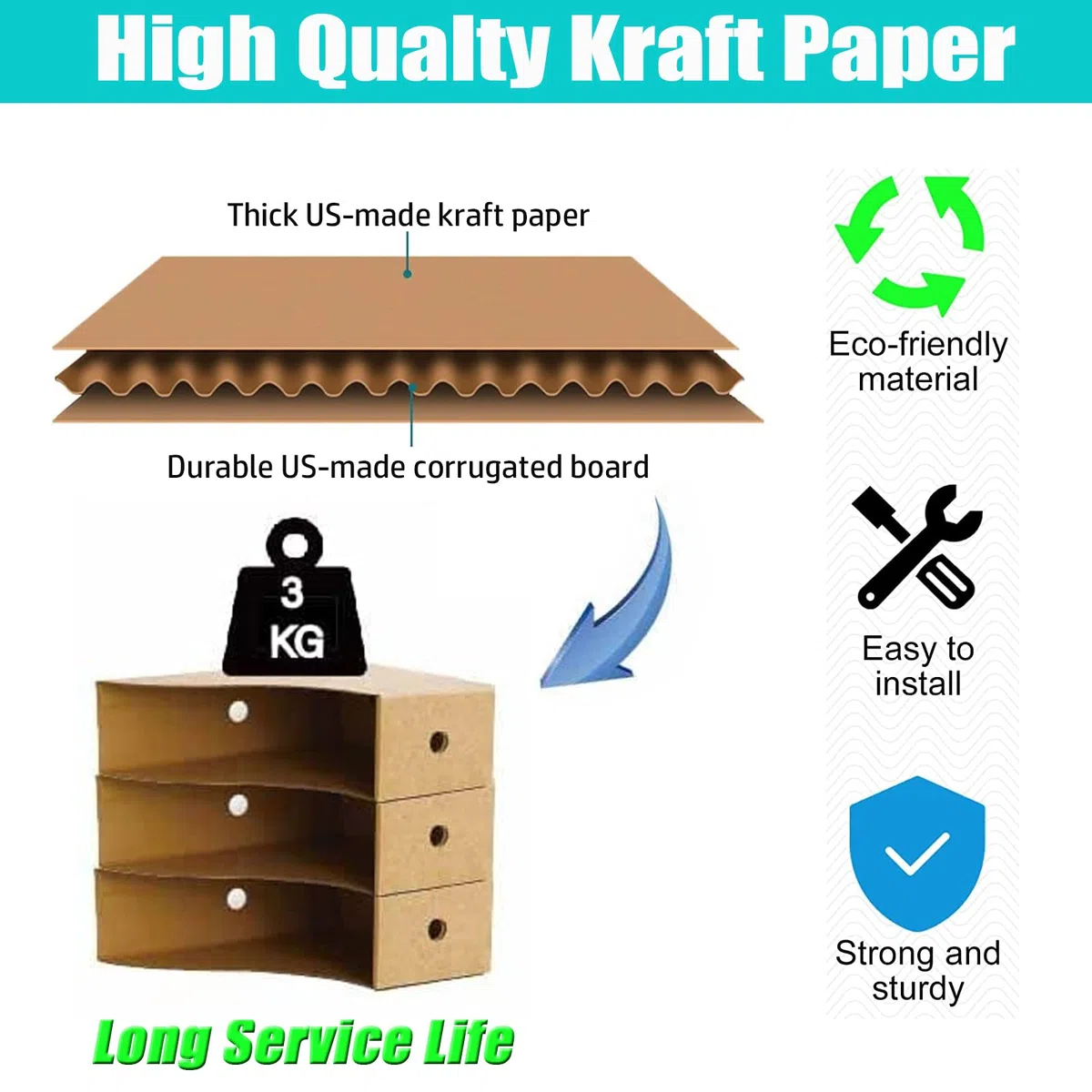 Generisch - Confezione da 10 portariviste in carta kraft - Organizzatore da scrivania per cartelle, cancelleria, forniture per ufficio, facile archiviazione A4
