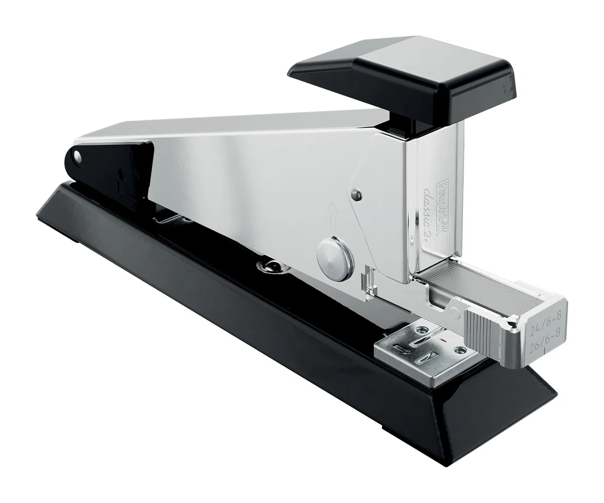 Rapid Classic K2+ Cucitrice da scrivania desktop, Pinzatrice compatibile con graffette n.24–26/6 & 24–26/8+,Incudine regolabile e meccanismo di caricamento posteriore, certificata ClimatePartner, Nero