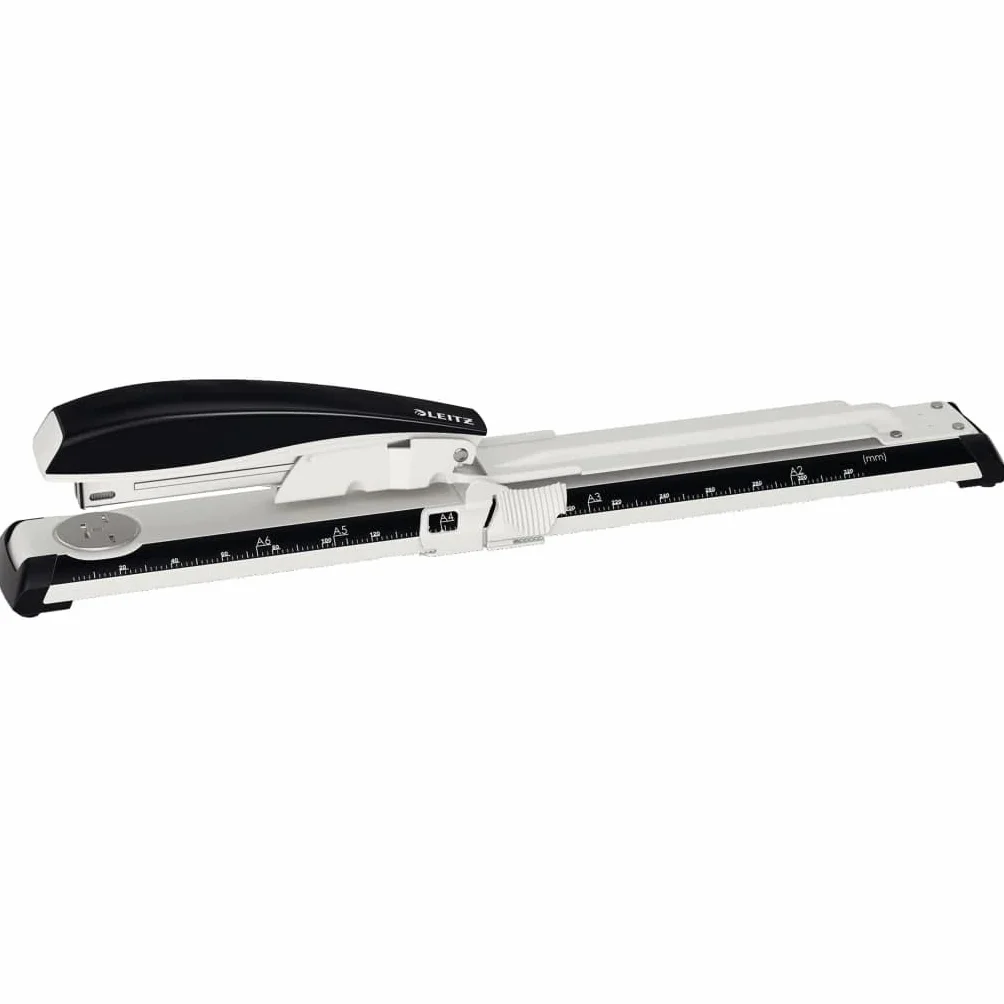 Leitz Cucitrice da ufficio con braccio lungo, Capacità 40 fogli, Nero, Design ergonomico in metallo, Gamma NeXXt, Include punti, 55600095