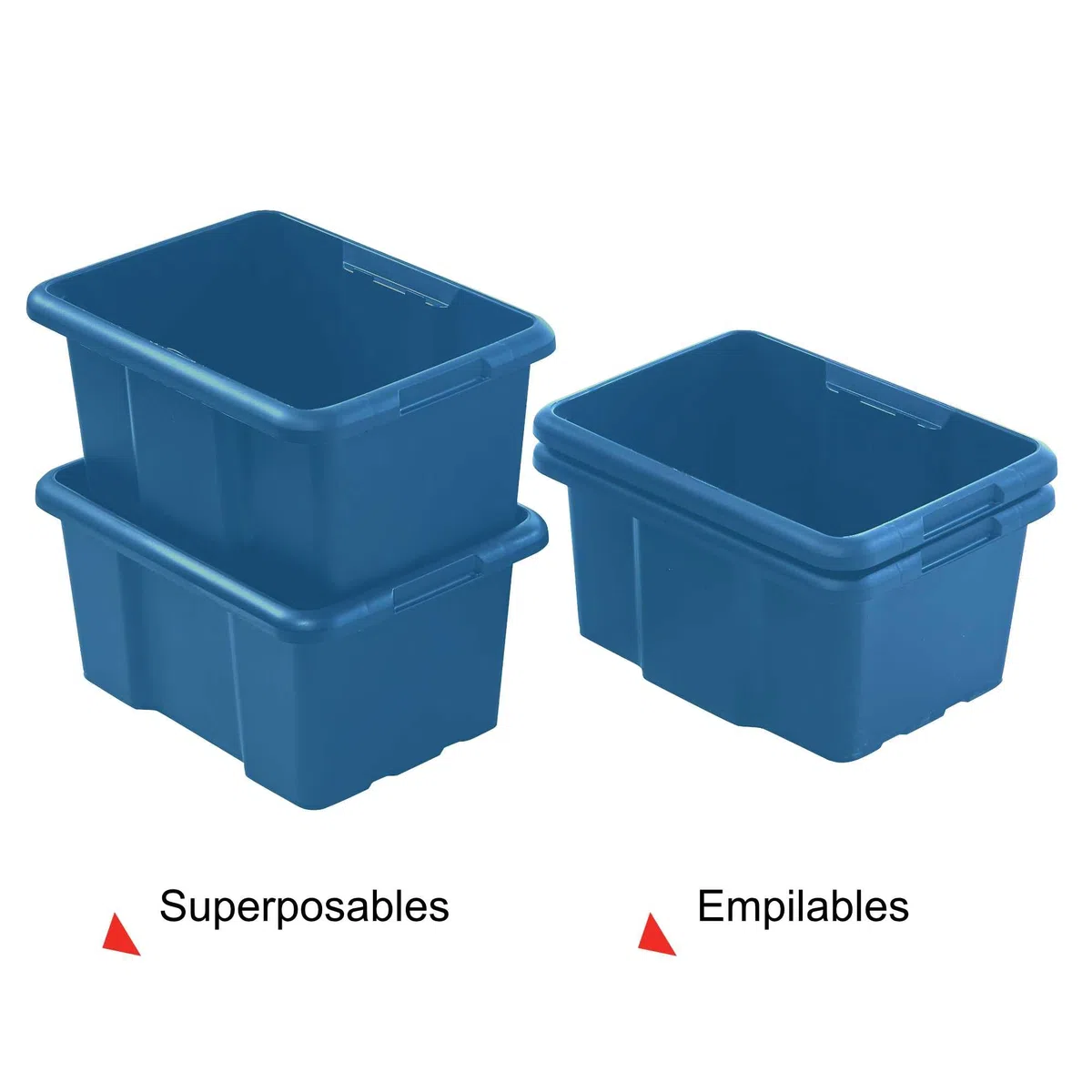 Sundis set di 10 scatole portaoggetti da 30L, blu, L.46,5xl.36,5x H23cm, in plastica riciclata, impilabili, ideale per l'officina, il bricolage o il trasporto