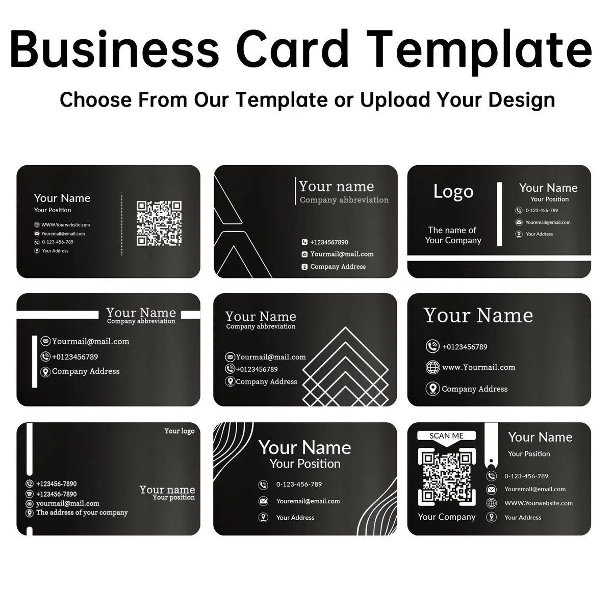 Carte da Visita Personalizzate in Metallo, Confezione da 20-600 Carte da Visita Personalizzate Incise con il Tuo Logo/Testo/Codice QR/Design per Doppio Lato, Impermeabili, Spessore 0,5mm per Business