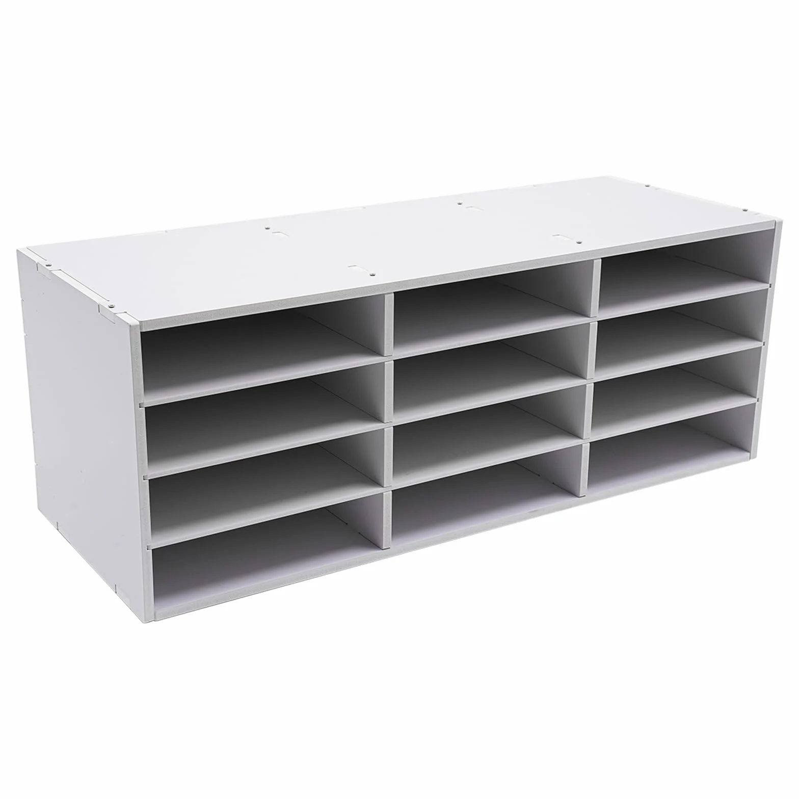 Portadocumenti a 4 ripiani, con 12 scomparti, da scrivania, per la letteratura, per la casa, l'ufficio, l'aula, il fai da te, 80 x 30,8 x 30 cm (bianco)