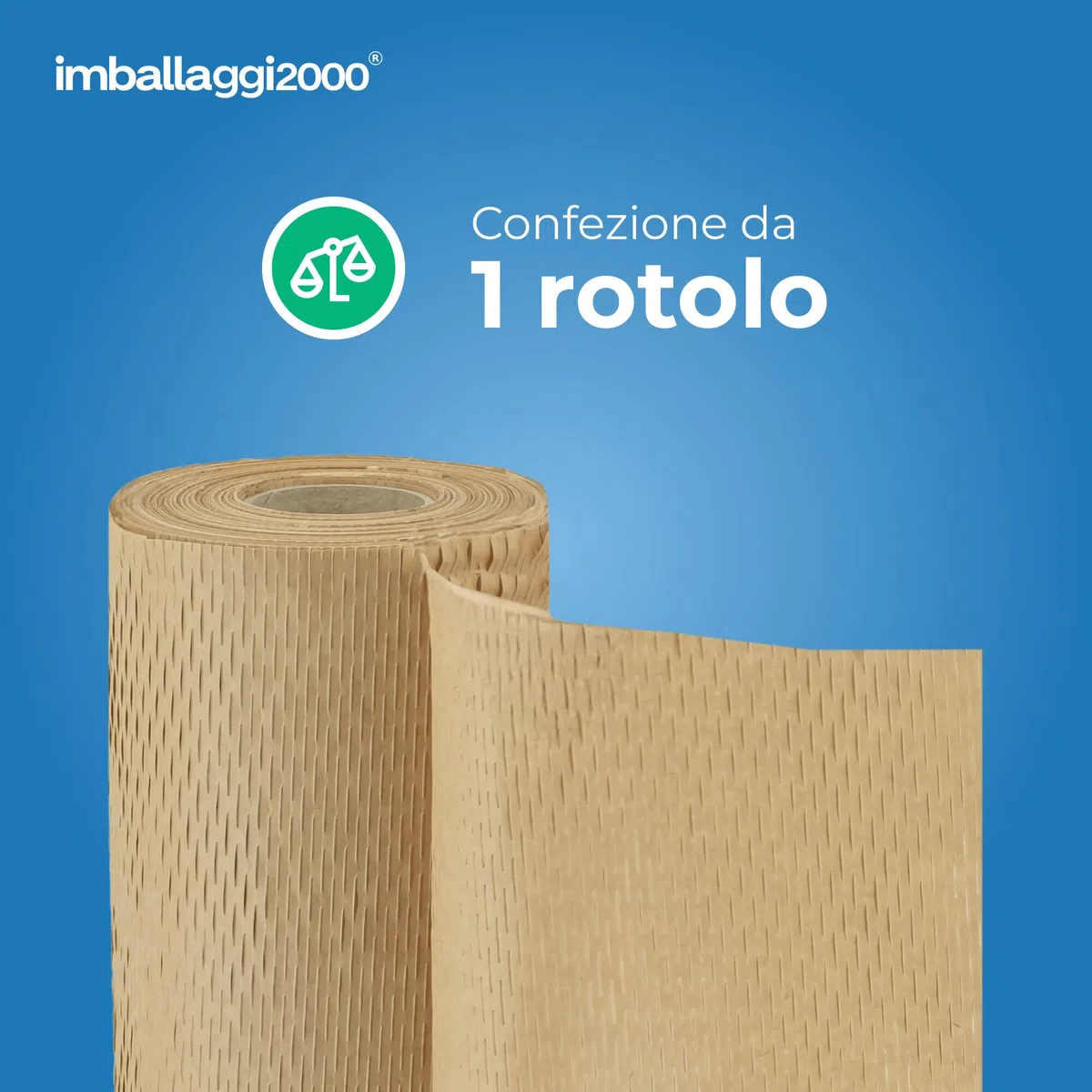 IMBALLAGGI 2000 - Carta Imballaggio a Nido d'Ape 3D 50Mx40 cm Altezza, 1 Pezzo, Rotolo Carta Alveolare per Alternativa Eco al Pluriball Imballaggio per Spedizioni a Bolle, Protezione Oggetti e Regali