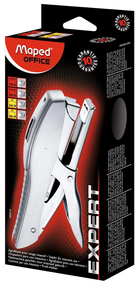 Maped Expert - Cucitrice in Metallo XL - Per Uso Intensivo - Compatibile con Punti 24/6-8 e 26/6-8 - Capacità da 20 a 45 Fogli