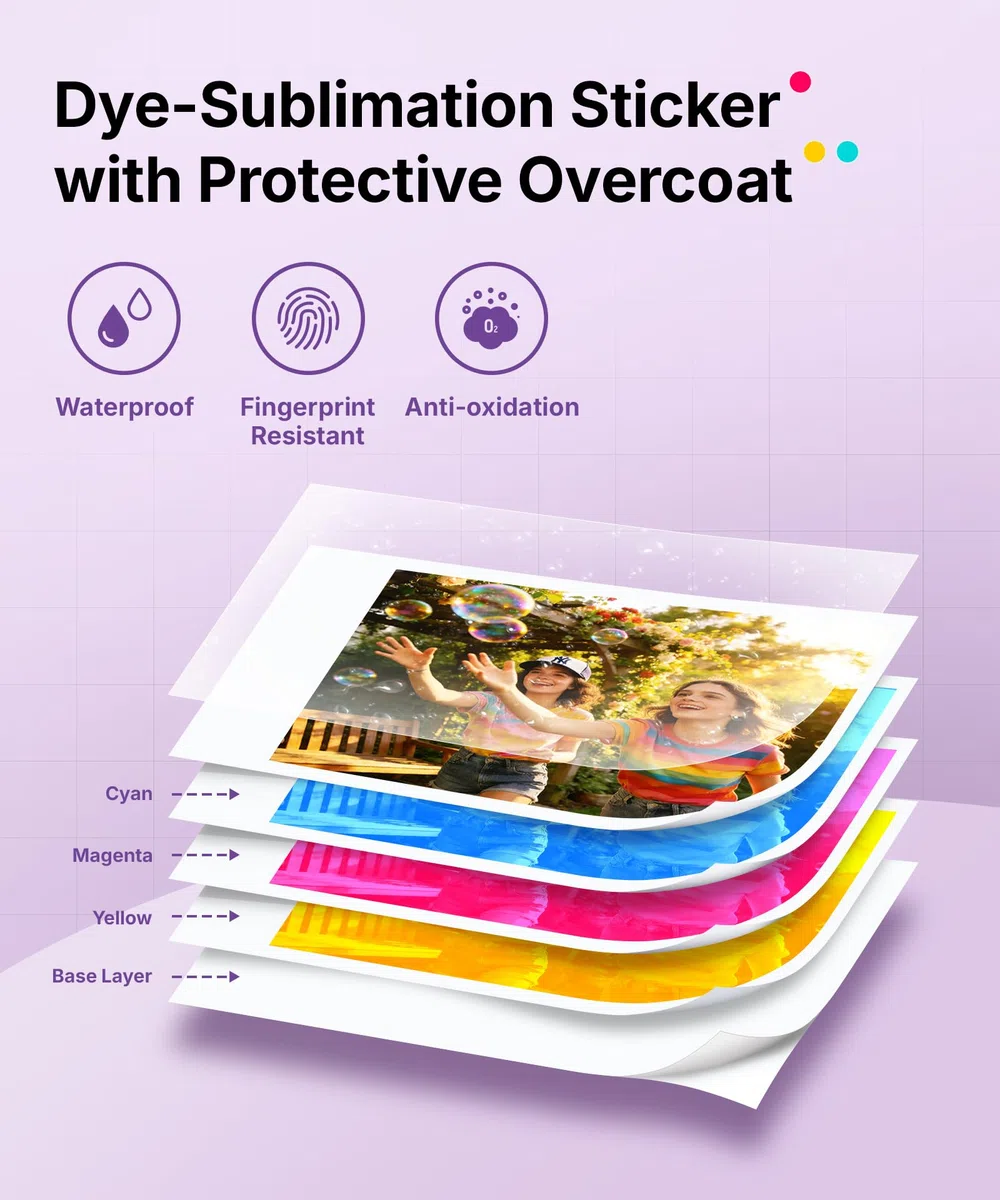 Liene Pearl N200 Pro Carta Fotografica Autoadesiva per Stampante Portatile: 50 Fogli (5x7,6 cm) + 5 Nastri. Resistente all‘Acqua, Adesivo Istantaneo. Per DMP130. Ideale per Scrapbooking e DIY.