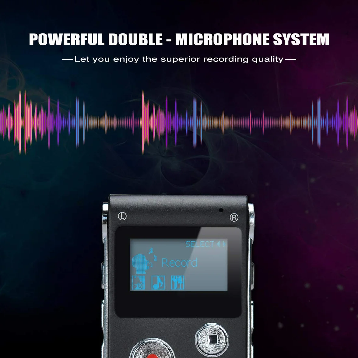 Portable Digital Voice Recorder Registratore Audio Audio Registratore Digitale LCD Lettore MP3-8GB ((Black)