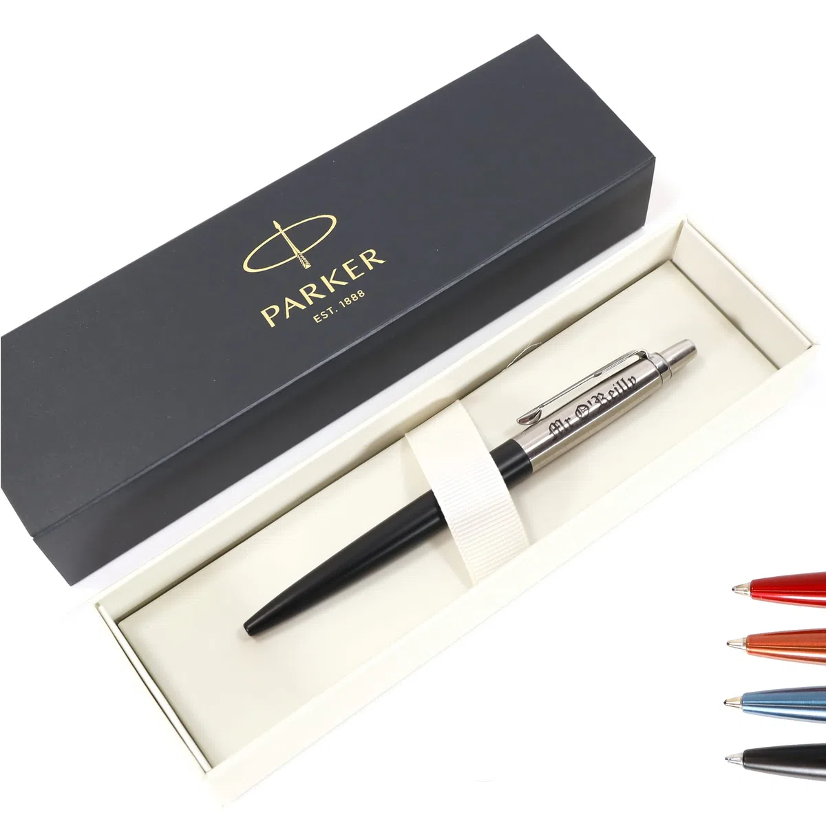 Penna Parker Jotter Bond Street personalizzata + confezione regalo | Crea un regalo davvero unico | Incisione laser (Nero)