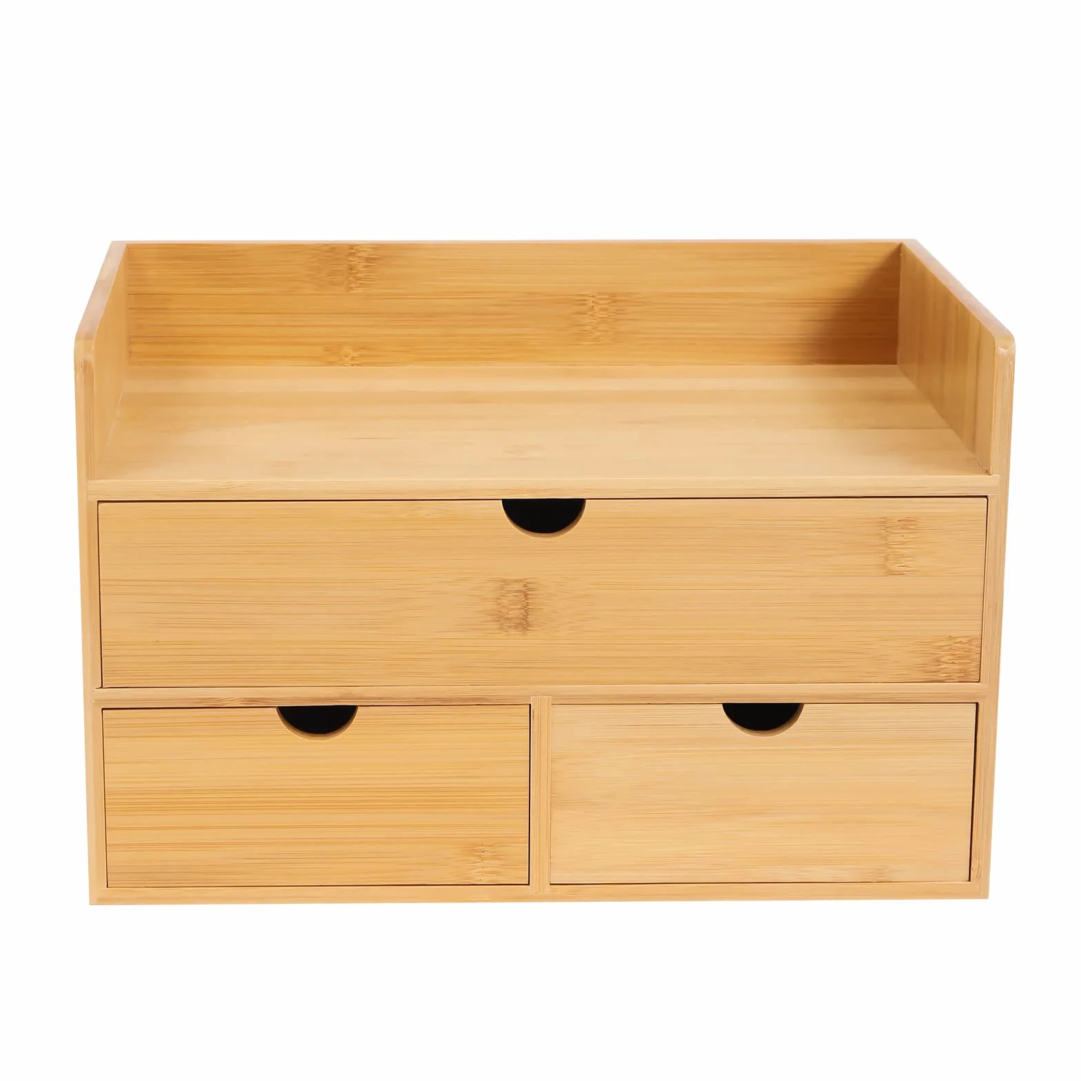 Organizzatore da tavolo con cassetti - In bambù - Mini comò - Scatola per il trucco con 3 cassetti - Per ufficio, soggiorno e camera da letto - Design monoblocco