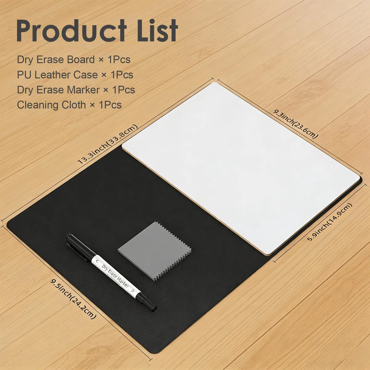 Lavagnetta Cancellabile, Lavagna Bianca Portatile con Supporto Integrato in Similpelle PU, 23.6x14.9 cm Lavagna per Scrivania, Ufficio, Accessori Ufficio, Incl. Pennarello e Panno