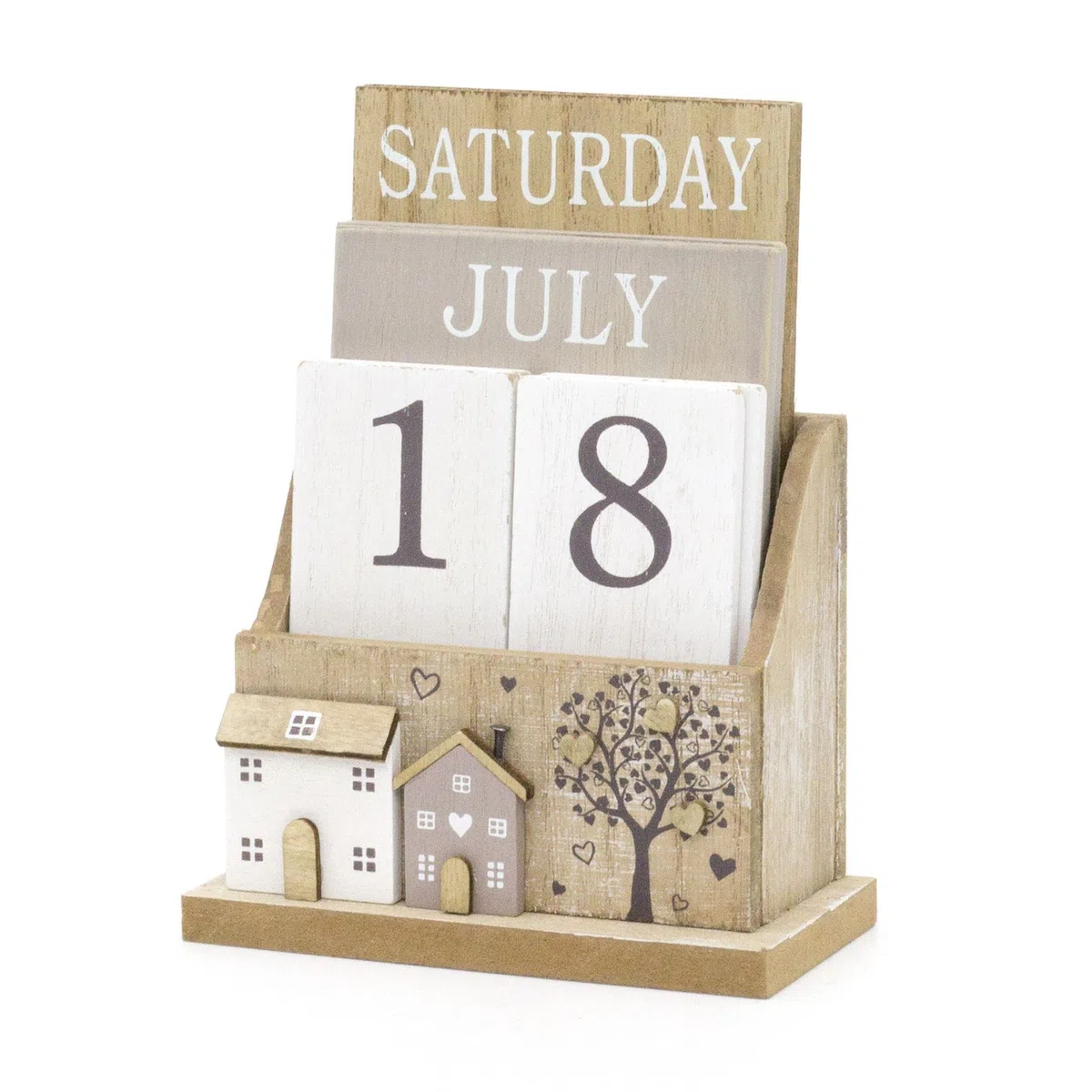 Calendario Perpetuo in Stile Shabby Chic in Legno | Calendario da Scrivania a Sfogliare | Calendario da Scrivania Calendario per la Casa