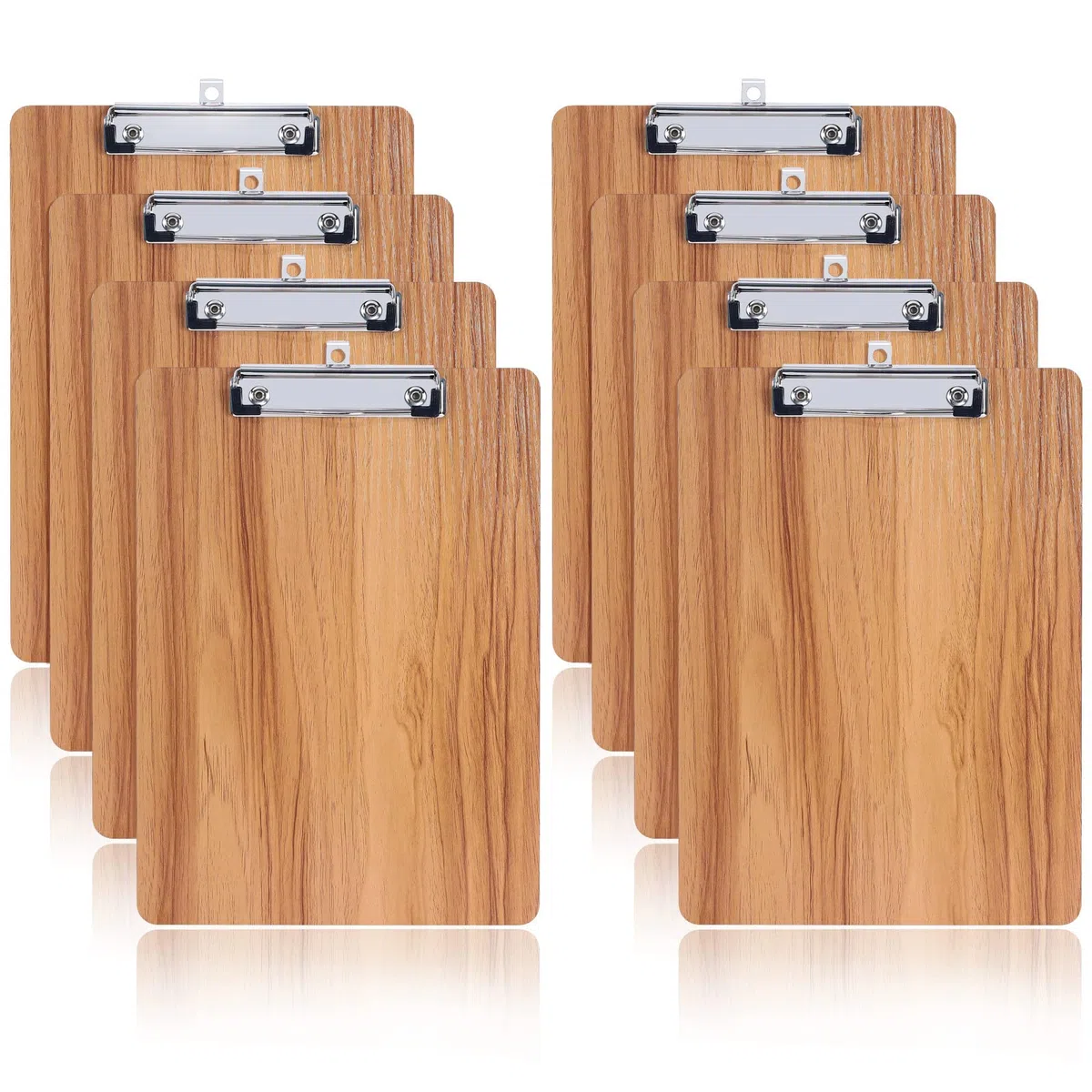 LELADY A4 Portablocco di Legno, 8 Pezzi Portablocchi, Portablocchi con Clip, Portablocco con Ferma Documenti, Legno Portablocco Clipboard, Appunti in Legno, A4 Clipboard