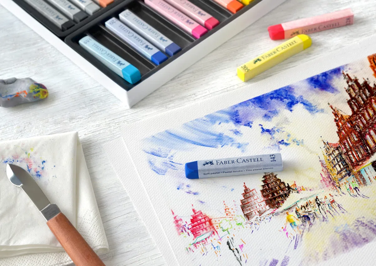 FABER-CASTELL 128324 - Pastelli morbidi STUDIO QUALITY, 24 pastelli