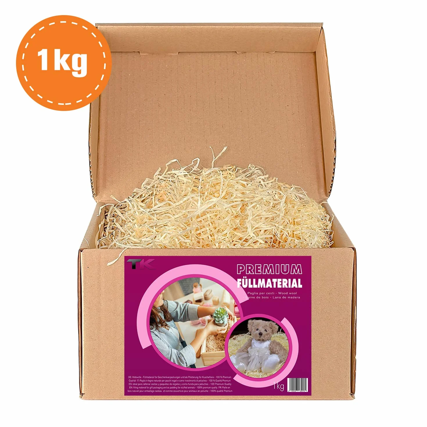 Paglietta per cesti - Paglia per ceste natalizie regalo vuote - Truciolo in legno per cestini vuoti e per imballaggio - Pagliuzza per confezioni e decorazioni (1 Kg)