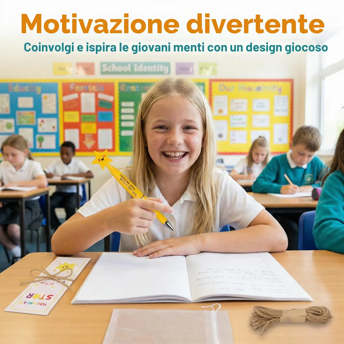 30 Confezioni di Regali di Fine Anno per Bambini, Regali di Fine Classe per 30 Bambini, Penne e Carte Motivazionali per Alunni e Sacchetti Regalo - Regalo di Classe dall'Insegnante agli Studenti, per