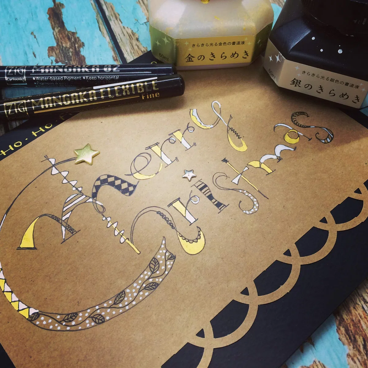 Kuretake-Inchiostro per calligrafia, 60 ml, colore: oro