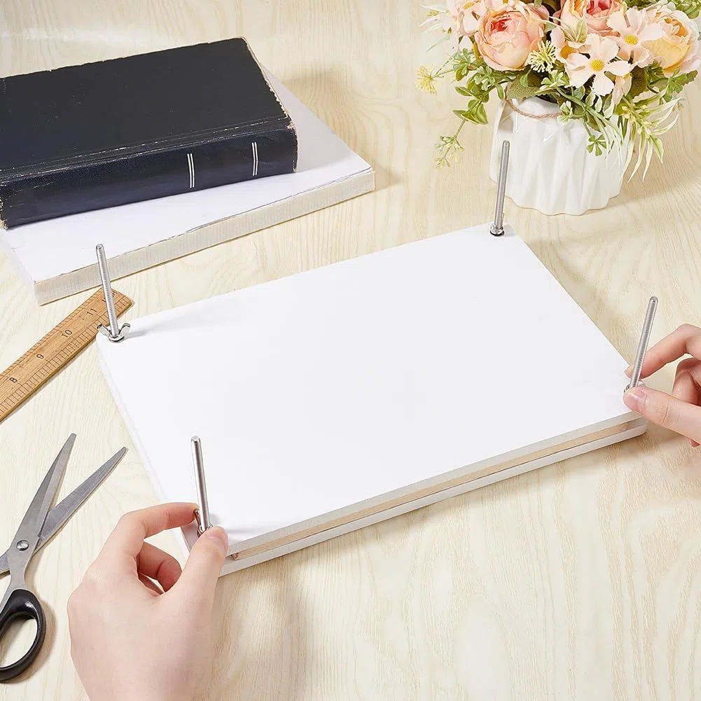 UNICRAFTALE 1 Set Rettangolo Bianco Bambù Portatile Pressa per Libri Strumento di Rilegatura Pressa per Libri In Legno Pressa per Carta Da Rilegatura per Forniture Macchina per Carta Piatta per DIY