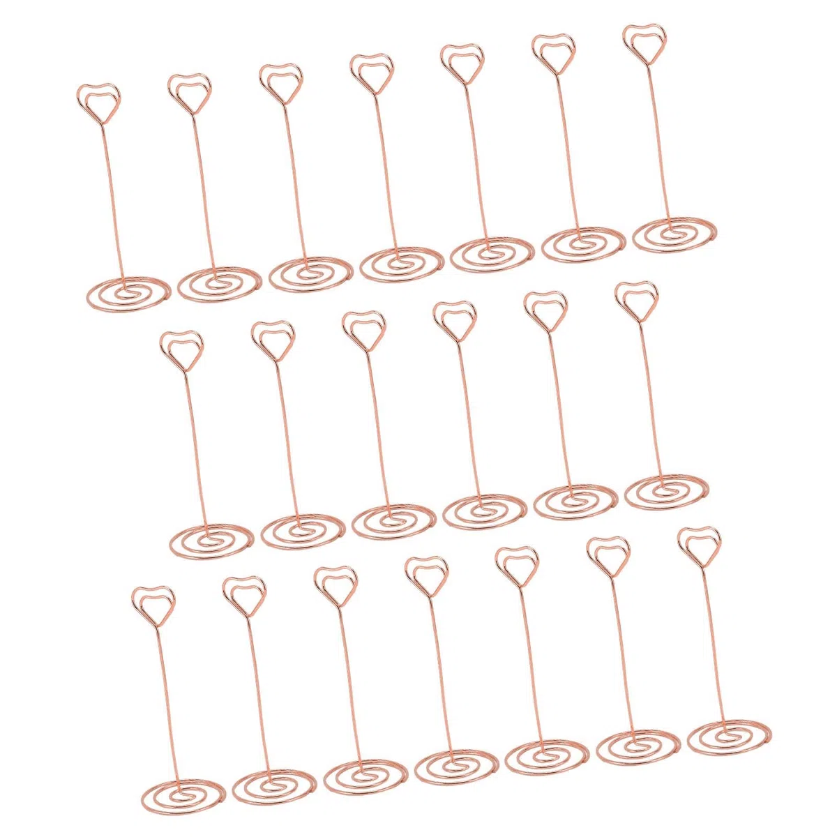 Porta segnaposto da tavolo da 20 pezzi, porta segnaposto a forma di cuore da 15 cm, supporto per foto con clip per promemoria (Oro rosa)